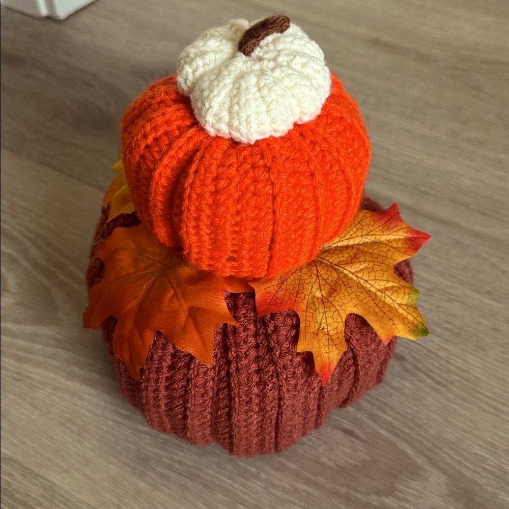 Handmade Crochet Pumpkin Stack Fall Accent Decor